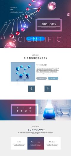 科學(xué)醫(yī)學(xué)醫(yī)藥生物細(xì)胞基因DNA科技感網(wǎng)站網(wǎng)頁(yè)UI專題PSD設(shè)計(jì)素材